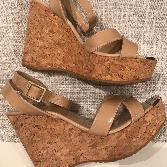 Jimmy Choo patent leather nude wedges sz 39 - Picture 6 of 8